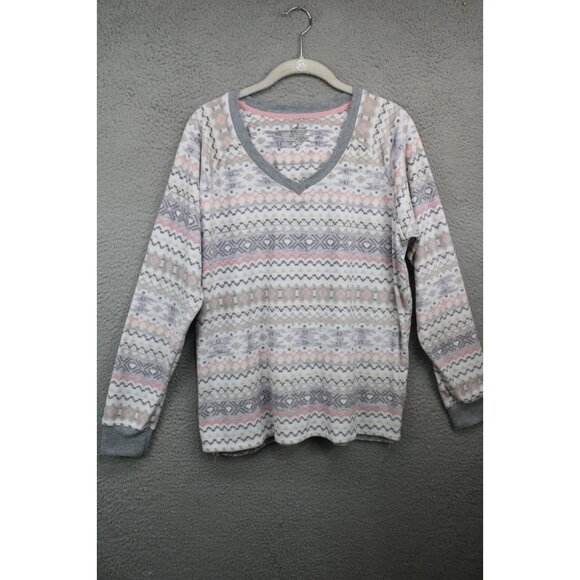 Cuddl Duds Long Sleeve Soft Pajama Set-Large-Pockets - Picture 11 of 16